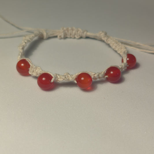 Carnelian and hemp macrame bracelet