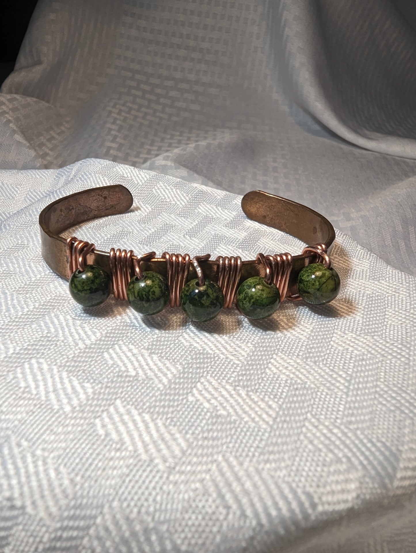 Copper Cuff with stone beads