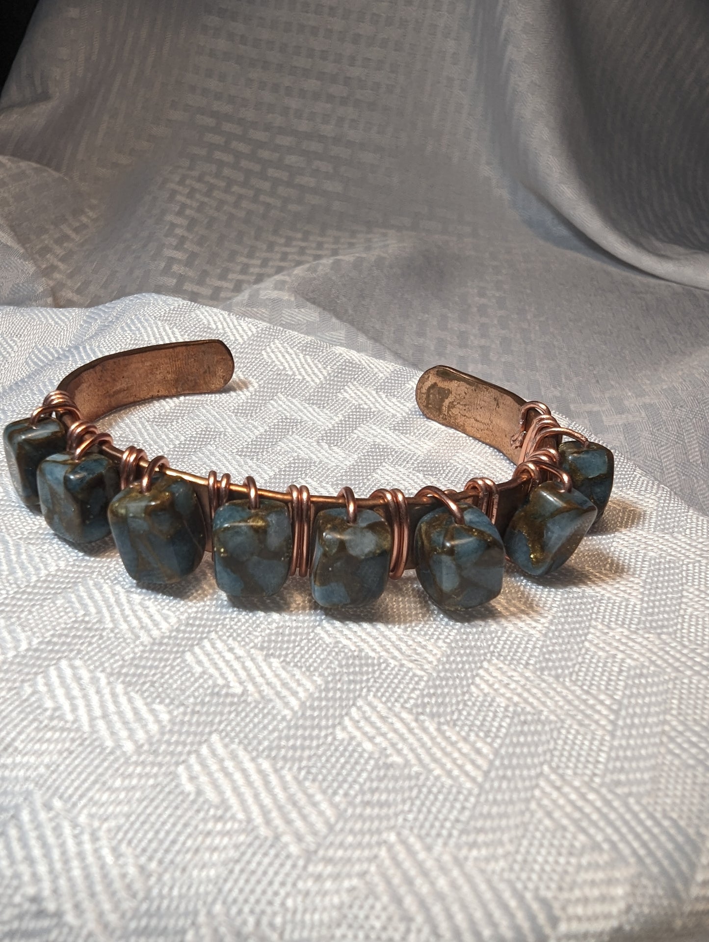 Copper Cuff with stone beads