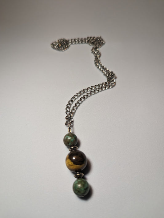 Jasper and Tigers eye bead pendant and necklace