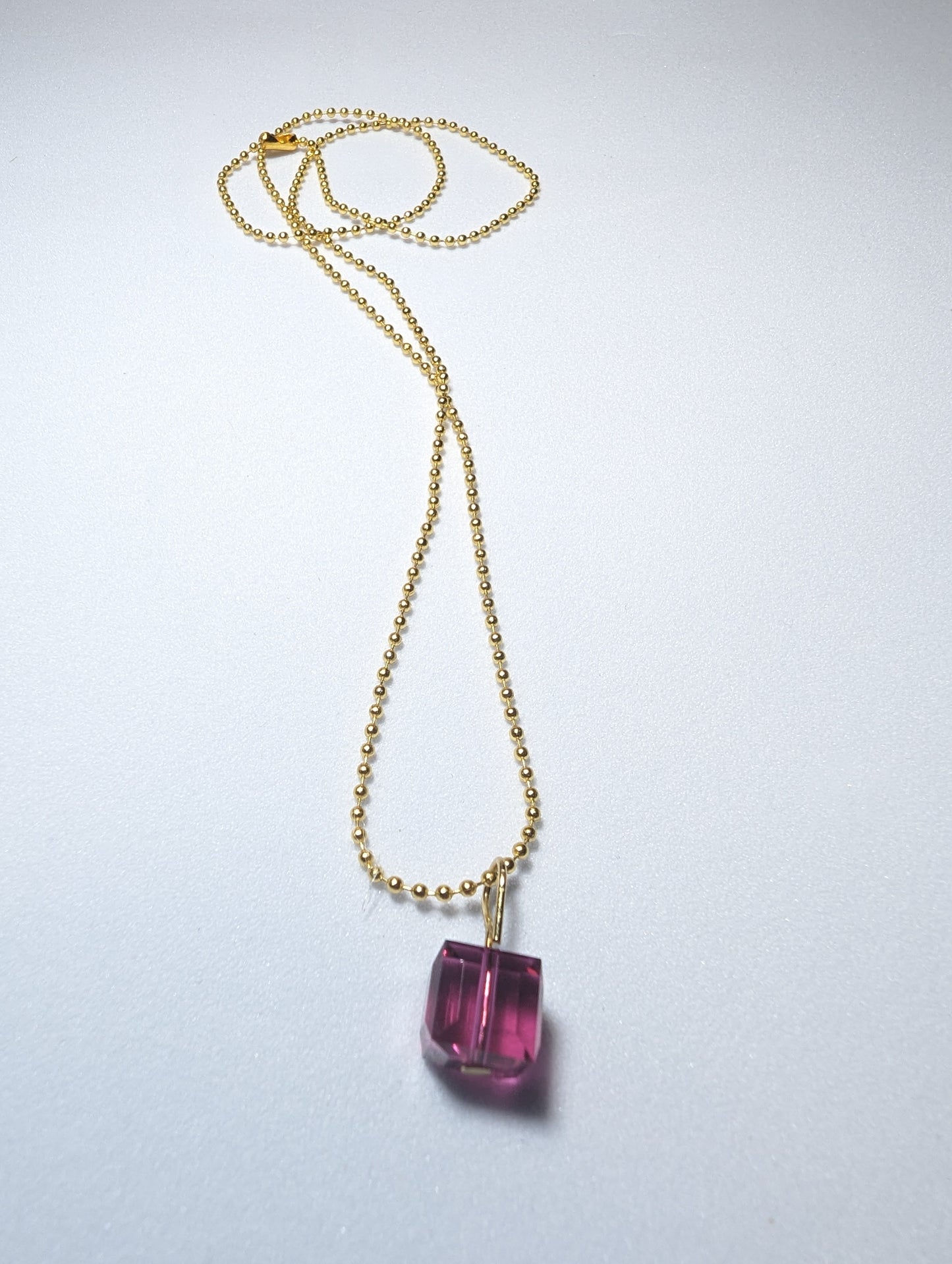 Magenta Cube Austrian Crystal necklace