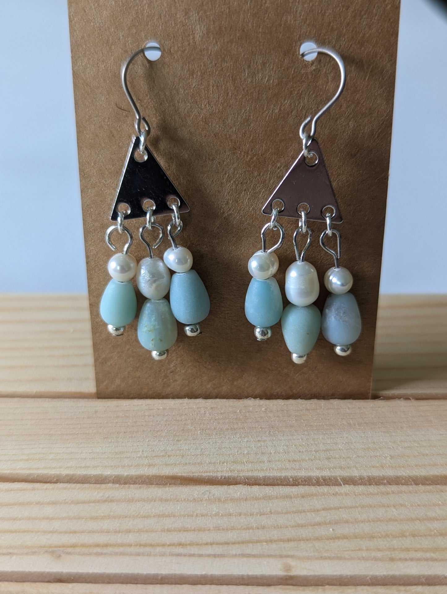 Amazonite and Freshwater Pearl earrings